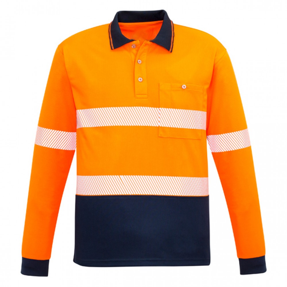 Unisex Hi Vis Segmented L/S Polo - Hoop Taped